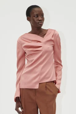 STINE GOYA Asymmetrical Long Sleeve Top - Rose Tan RoseTan Fashion