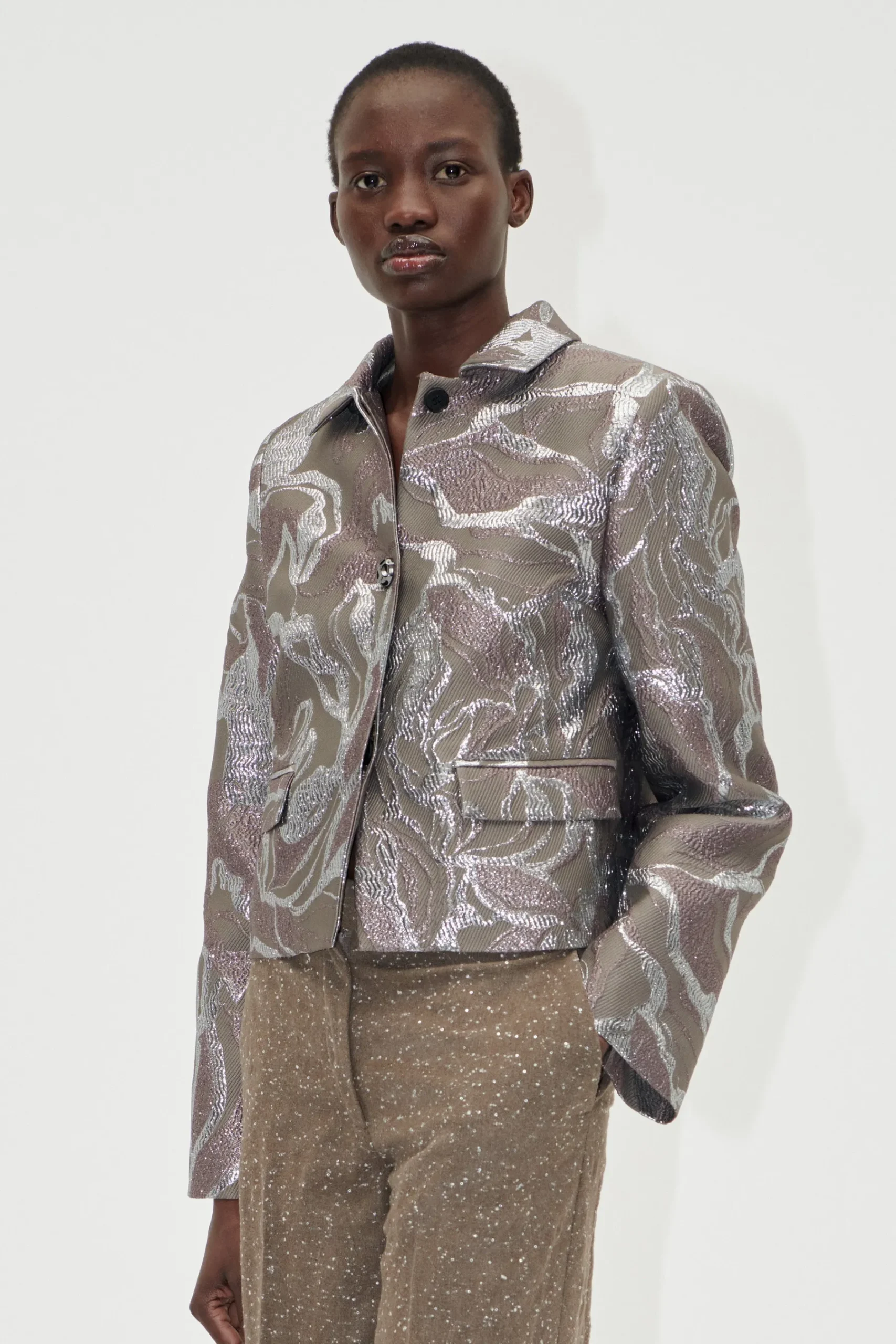 STINE GOYA Boxy Straight Jacket - Abstract Foliage AbstractFoliage Clearance