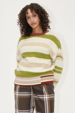STINE GOYA Crew Neck Sweater - Alpaca Stripe AlpacaStripe Cheap