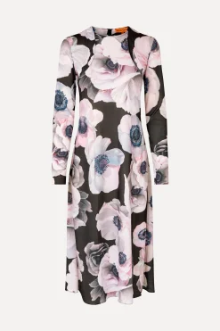 STINE GOYA Crewneck Long Sleeve Midi Dress - Nostalgic Anemone NostalgicAnemone Sale