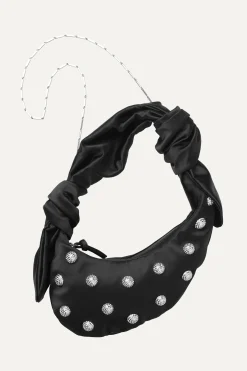 STINE GOYA Crystal Studs Knotted Satchel Micro - Black Best