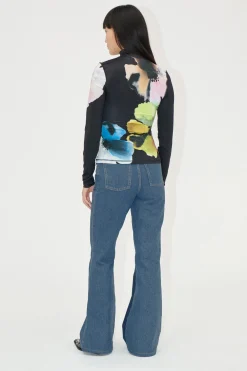 STINE GOYA Elastic High Neck Collared Top - Watercolor Bloom Maxi WatercolorBloomMaxi New