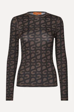 STINE GOYA Elastic Long Sleeve Top - SG Logo SGLogo Fashion