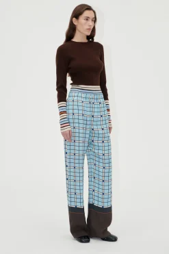 STINE GOYA Elasticated Long Pants - Window Check WindowCheck Clearance