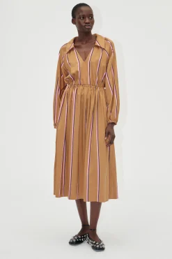 STINE GOYA Elasticated Midi Dress - Cocoa Stripes CocoaStripes Shop