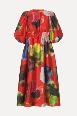 STINE GOYA Elasticated Waist Midi Dress - Bloom In Red BloomInRed Shop
