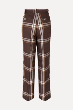 STINE GOYA Front Pleat Long Straight Pants - Weaved Checks WeavedChecks Cheap