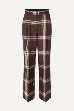 STINE GOYA Front Pleat Long Straight Pants - Weaved Checks WeavedChecks Cheap