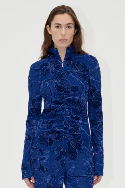 STINE GOYA Gathered Long Sleeve High Neck Collar Top - Fine Line Poppies FineLinePoppies Cheap