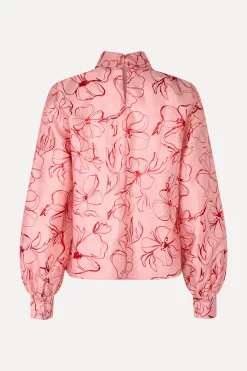 STINE GOYA Gathered Long Sleeve Top - Foil Foliage FoilFoliage Cheap