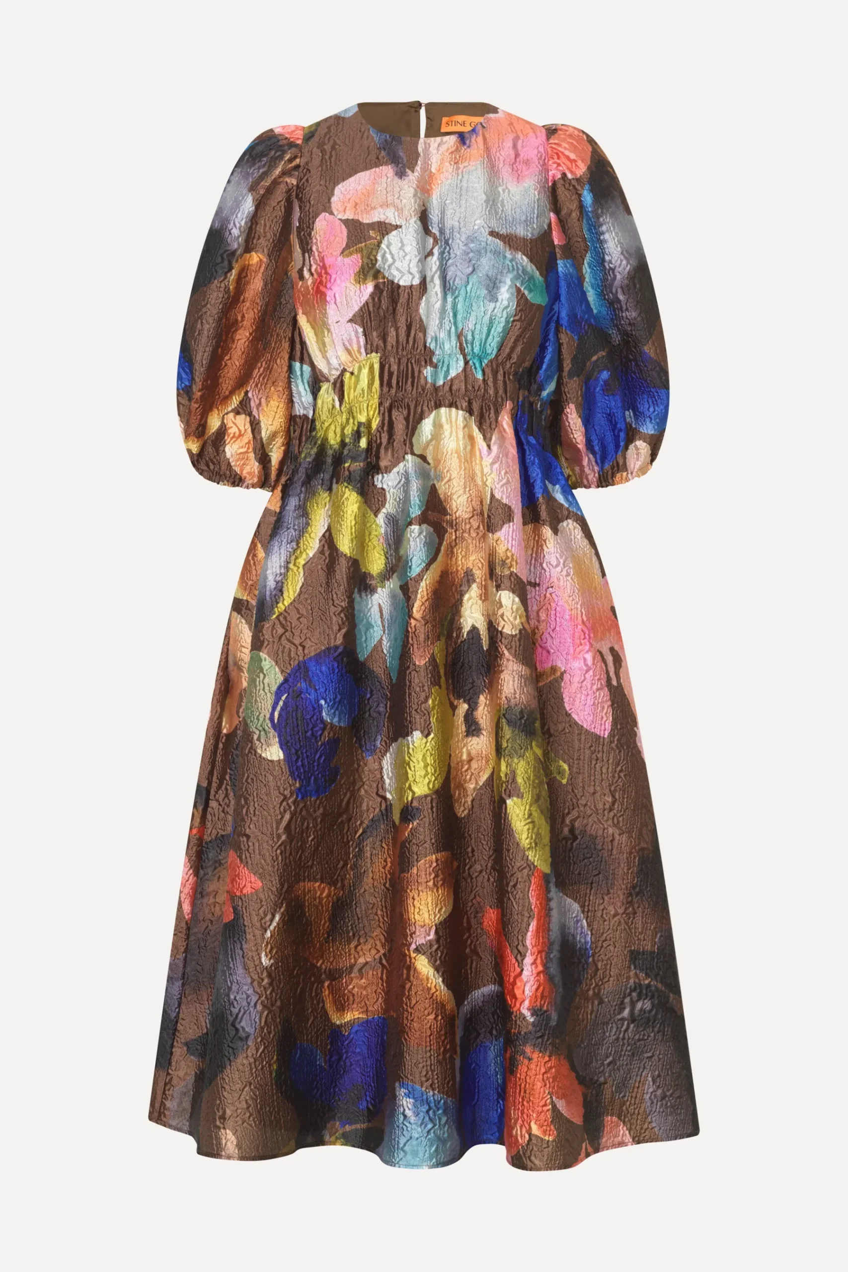 STINE GOYA Gathered Waist Channel Midi Dress - Aquarelle Garden AquarelleGarden Online