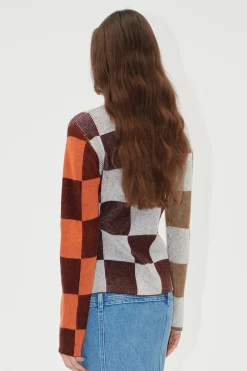 STINE GOYA Long Sleeve Asymmetric Top - Chocolate Combo ChocolateCombo Shop