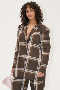 STINE GOYA Long Sleeve Boxy Blazer - Weaved Checks WeavedChecks Best