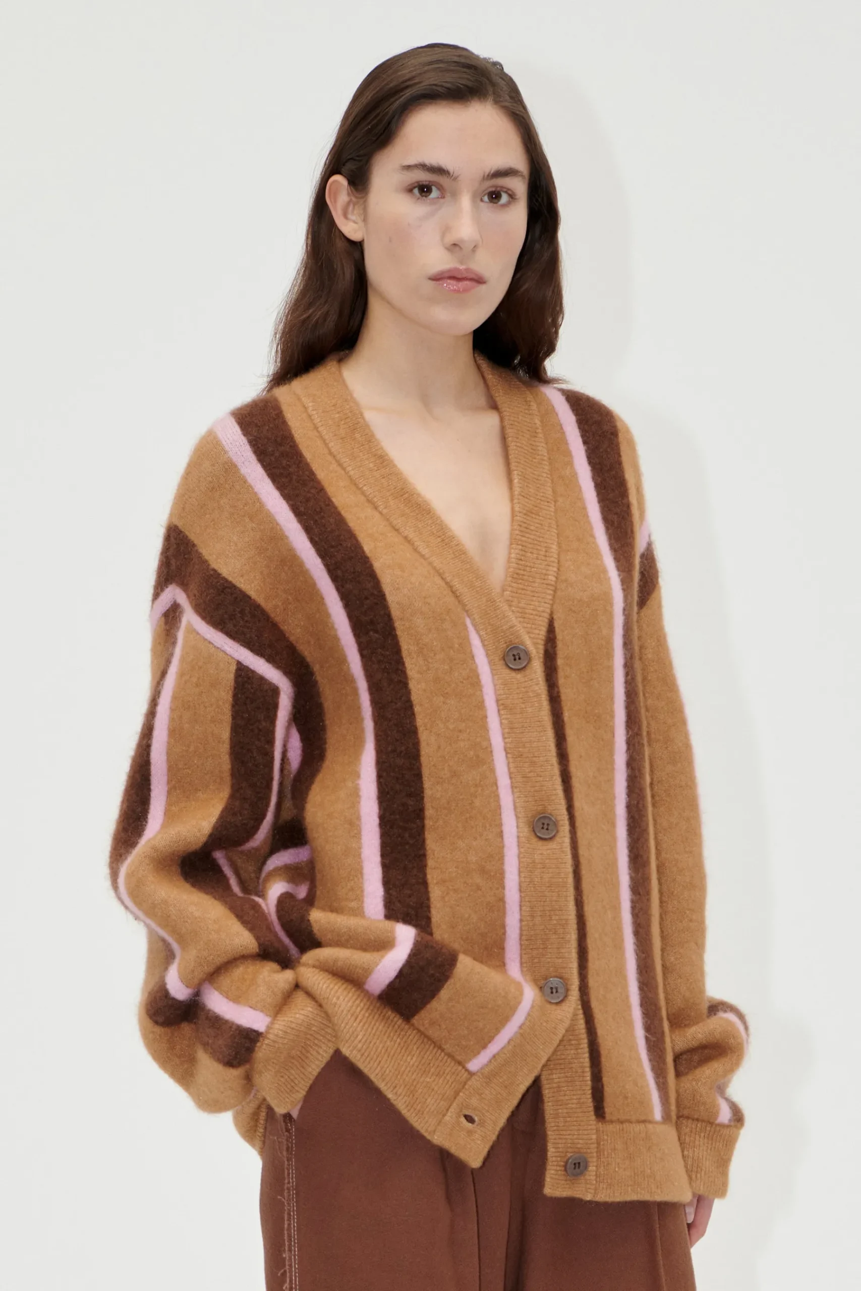 STINE GOYA Long Sleeve Cardigan - Cocoa Stripes CocoaStripes Shop