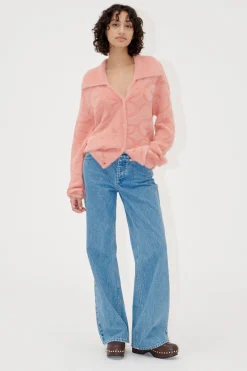 STINE GOYA Long Sleeve Cropped Cardigan - SG Monogram Pink SGMonogramPink Fashion