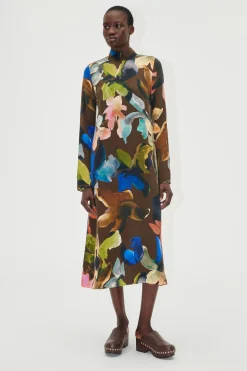 STINE GOYA Long Sleeve Midi Dress - Aquarelle Garden AquarelleGarden Outlet