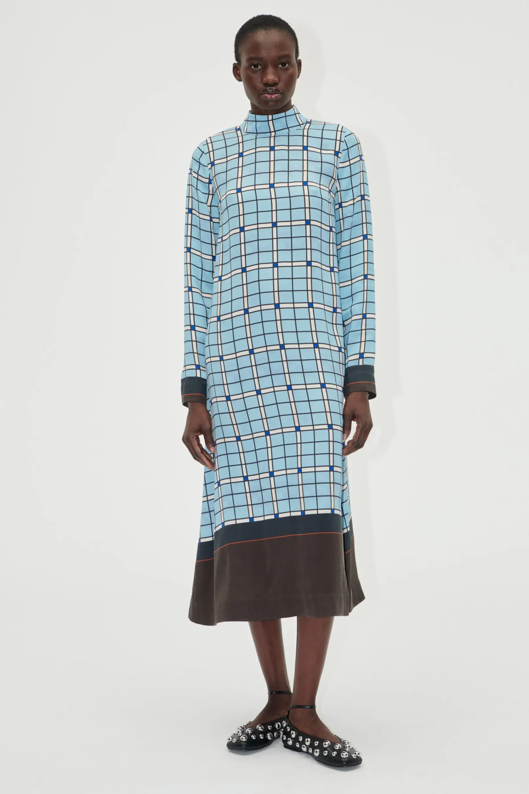 STINE GOYA Long Sleeve Midi Dress - Window Check WindowCheck Hot