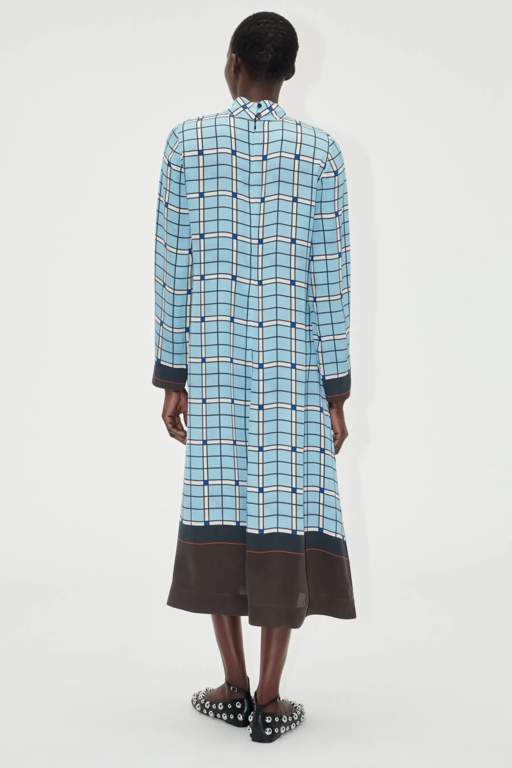 STINE GOYA Long Sleeve Midi Dress - Window Check WindowCheck Hot