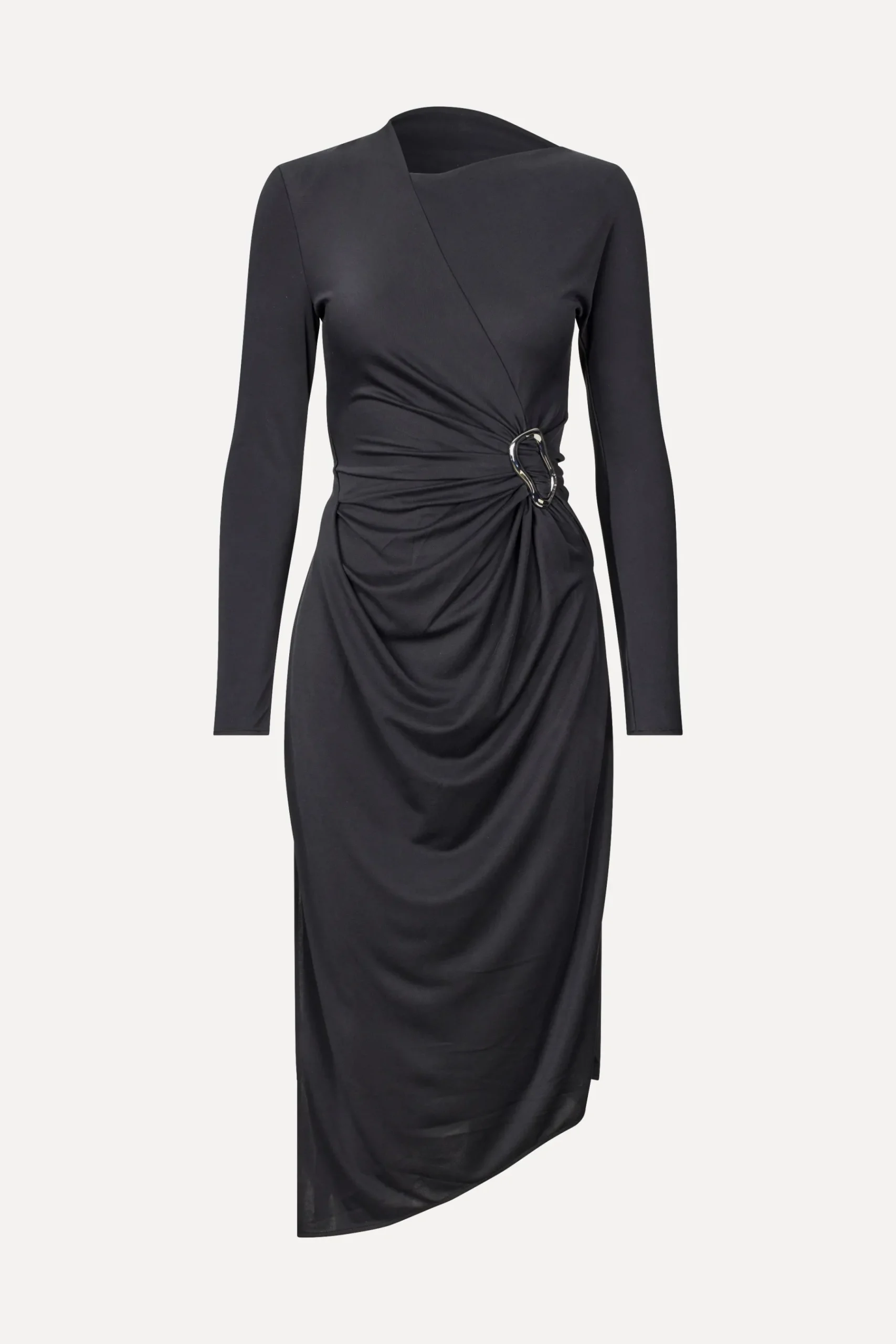 STINE GOYA Long Sleeve Midi Dress With Fixed Buckle - Jet Black JetBlack Shop