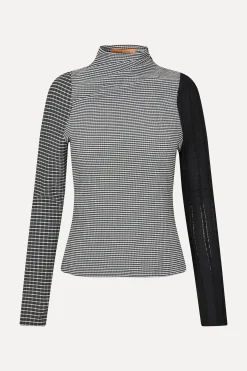 STINE GOYA Long Sleeve Pleated Shoulder Top - Black / White Online
