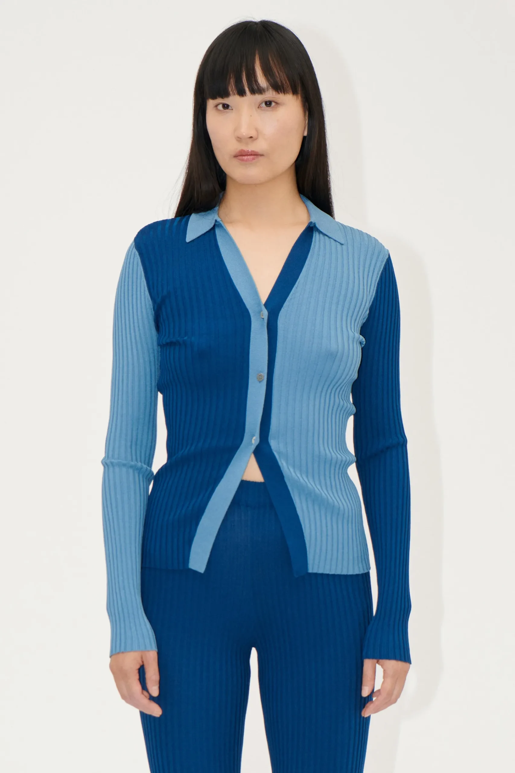 STINE GOYA Long Sleeve Polo - Blue Jean BlueJean Fashion