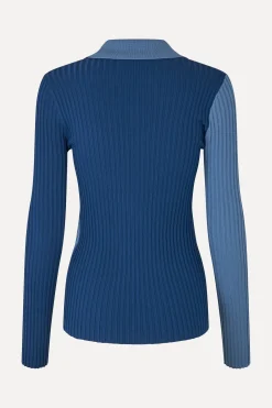 STINE GOYA Long Sleeve Polo - Blue Jean BlueJean Fashion