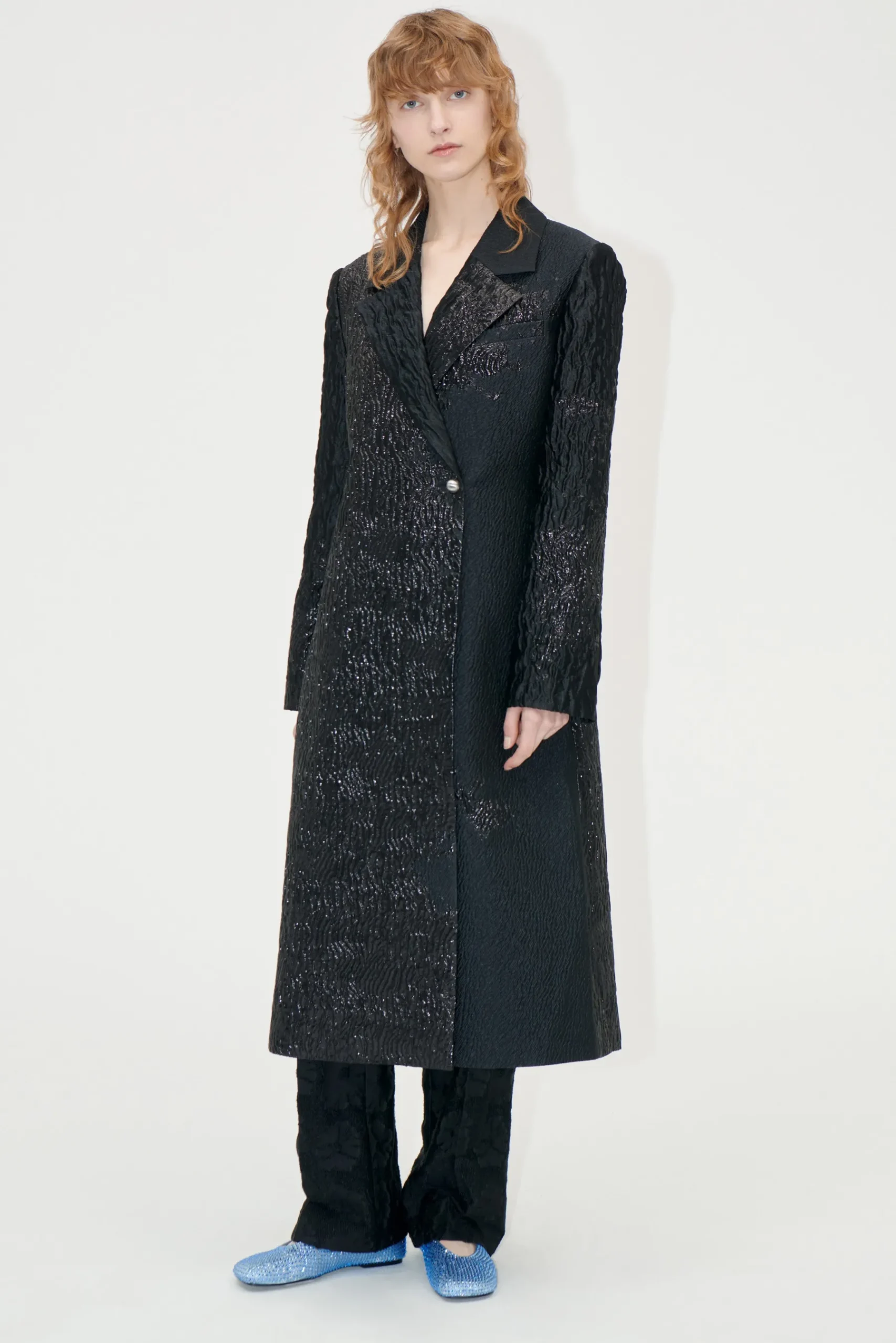 STINE GOYA Long Sleeve Straight Coat - Black Impressionist Hue BlackImpressionistHue Discount