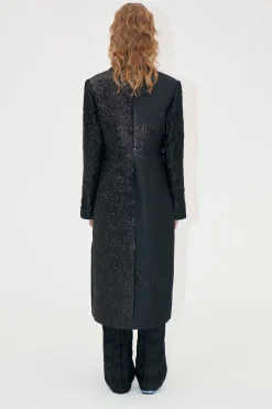 STINE GOYA Long Sleeve Straight Coat - Black Impressionist Hue BlackImpressionistHue Discount