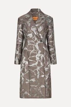 STINE GOYA Long Sleeve Straight Coat - Abstract Foliage AbstractFoliage Best