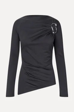 STINE GOYA Long Sleeve Top With Fixed Buckle - Jet Black JetBlack Fashion