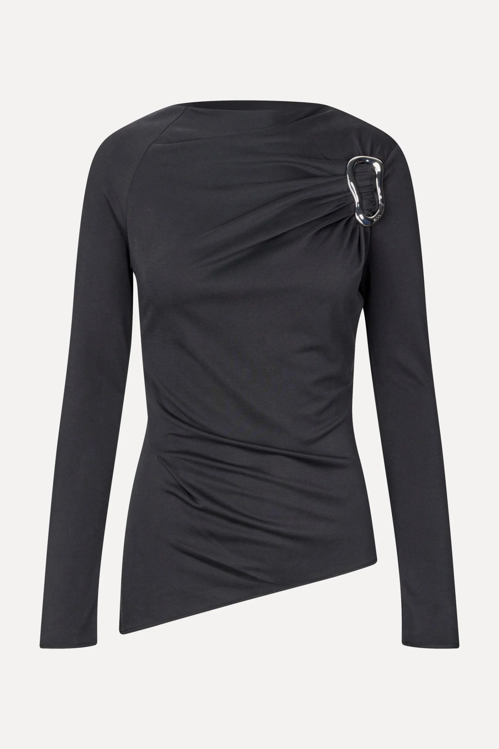 STINE GOYA Long Sleeve Top With Fixed Buckle - Jet Black JetBlack Fashion