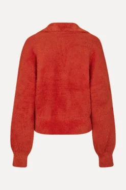 STINE GOYA Long Sleeve V Neckline Collar Jumper - Red Ochre RedOchre Discount