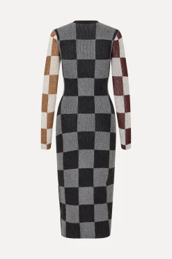 STINE GOYA Midi Fitted Dress - Chocolate Combo ChocolateCombo Fashion
