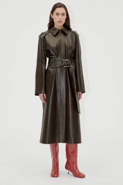 STINE GOYA Oversized Trenchcoat With Buckle Belt - Chocolate Discount