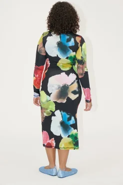 STINE GOYA Pullover Long Sleeve Midi Dress - Watercolor Bloom WatercolorBloom Fashion