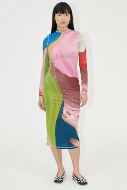 STINE GOYA Pullover Long Sleeve Midi Dress - Hands Best Sale