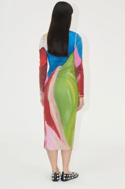 STINE GOYA Pullover Long Sleeve Midi Dress - Hands Best Sale