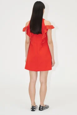 STINE GOYA Ruffle Sleeve Mini Dress - Berry New