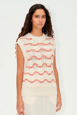 STINE GOYA SGAsger Vest - Orange Waves OrangeWaves Discount