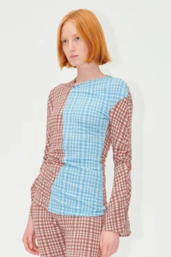 STINE GOYA SGClementine Blouse - Brown Check BrownCheck Best Sale