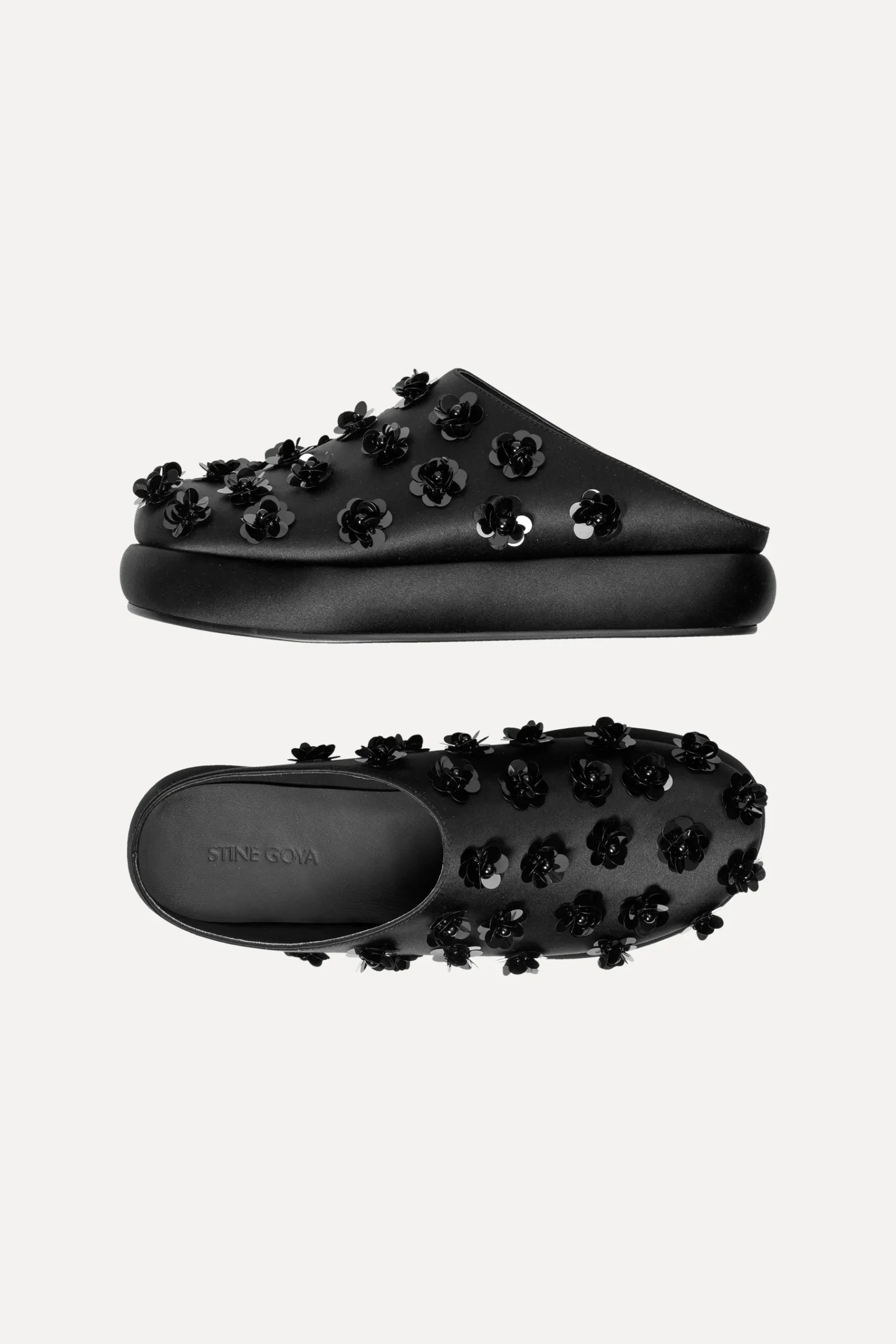 STINE GOYA SGSeoul Mules - Black 3D Flowers Black3DFlowers Best Sale