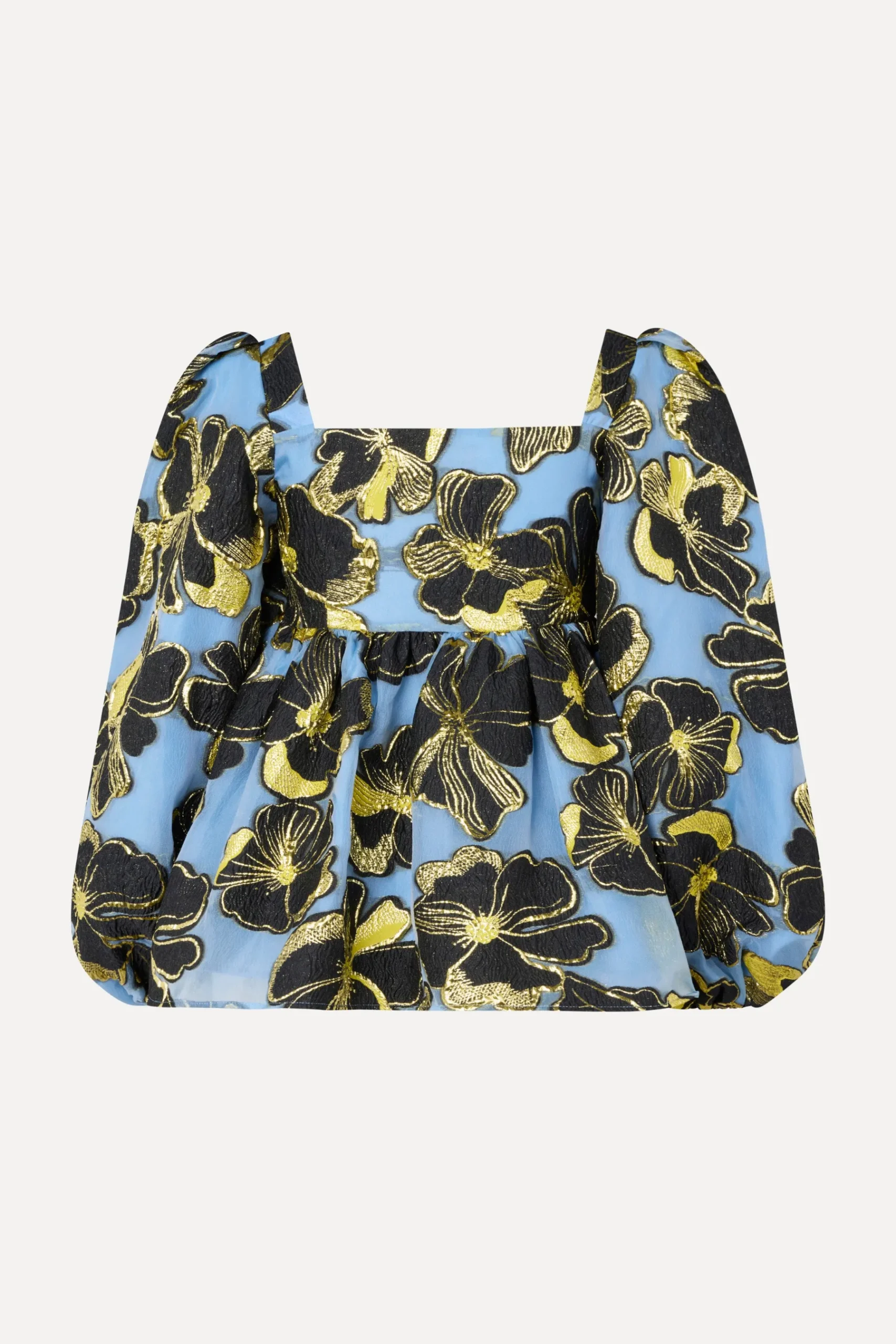 STINE GOYA Square Neck Long Sleeve Top - Blue Anemone Jacquard BlueAnemoneJacquard Online