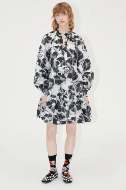 STINE GOYA Tier Voluminous Ruffle Mini Dress - Anemone Jacquard AnemoneJacquard Hot