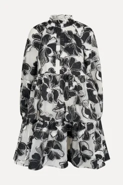 STINE GOYA Tier Voluminous Ruffle Mini Dress - Anemone Jacquard AnemoneJacquard Hot