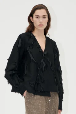 STINE GOYA V Neck Long Sleeve Top - Jet Black JetBlack Best Sale