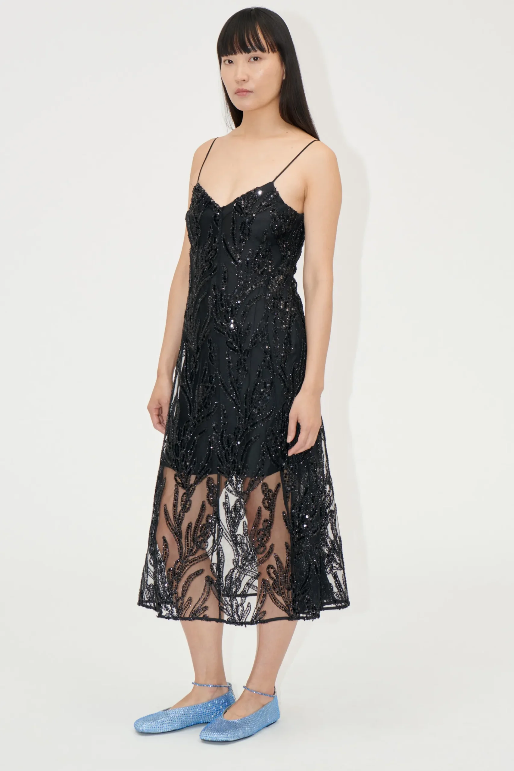 STINE GOYA V Neck Midi Dress - Abstract Embellishment AbstractEmbellishment Cheap