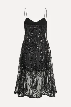 STINE GOYA V Neck Midi Dress - Abstract Embellishment AbstractEmbellishment Cheap