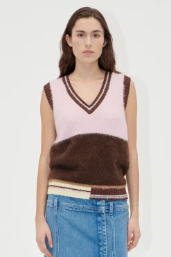 STINE GOYA V Neckline Vest - Multi Stripes MultiStripes Cheap