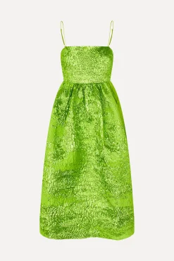 STINE GOYA Voluminous Gathered Midi Dress - Green impressionist hue Greenimpressionisthue New