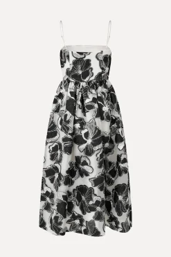 STINE GOYA Voluminous Gathered Midi Dress - Anemone Jacquard AnemoneJacquard Hot
